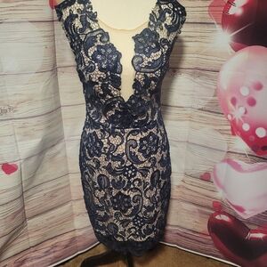 Elegant Navy Lace Dress